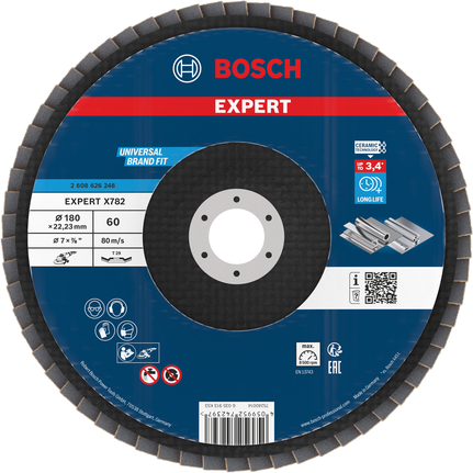 Lamelový kotouč Bosch EXPERT X782, zrnitost 60, 180 mm, na kov.